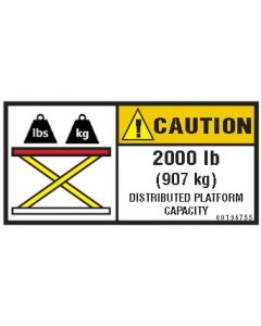 2000 lb (907 kg) Capacity Label - 00196755