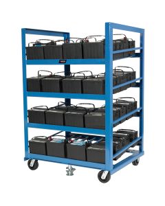 The BHS Automotive Battery Rack (BS-ABR-C) improves workflow by providing safe and convenient access to battery stock. 