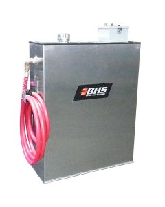 This large-volume water tank assists in forklift watering tasks, and replaces mobile water tanks to save space in the battery room.