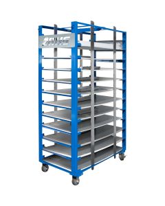Light Fixture Carts carry up to 20 full-sized commercial light fixtures through job sites for quicker, safer installation.