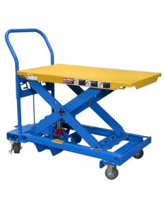Manual Mobile Lift Tables maximize productivity by positioning loads at a convenient work height to minimize operator fatigue.