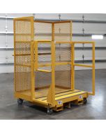 Order Picker Cart, 42x42, 3 Fixed Shelves, Enclosed Sides, Swing Gate