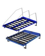 The Adjustable Height Battery Stand (BS-OF) provides a safe and durable storage location for forklift batteries. 