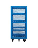 Mobile Security Cage, 24x34x72, Dual Entry, 4 Gravity Flow Shelves