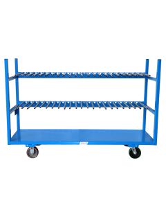 This vertical panel truck accommodates a wide variety of materials by providing rows of adjustable dividers.