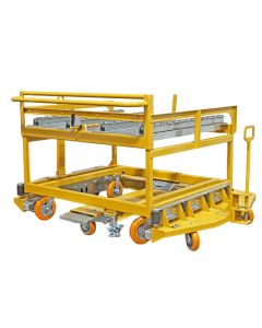 Mother Carts travel along a central line and Daughter Carts complete the journey to workstations or warehouse aisles. 