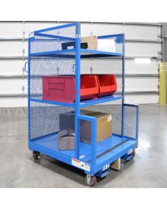 Order Picking Cart, 40x45, 3 Fixed Shelves, Enclosed Sides