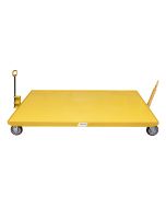 The front casters swivel while the other two remain fixed, for dependable turns.