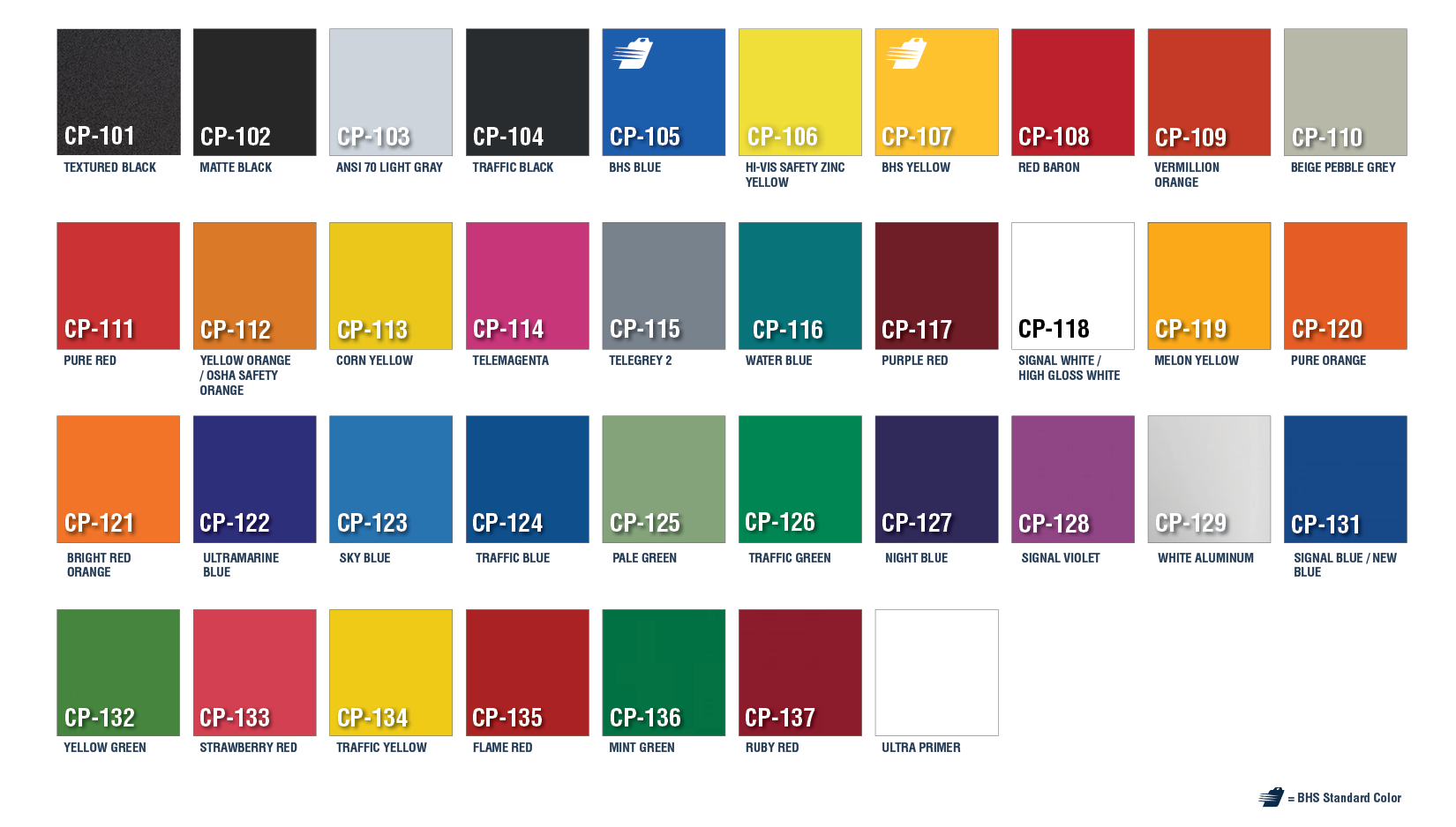 BHS Custom Powder-Coat Colors